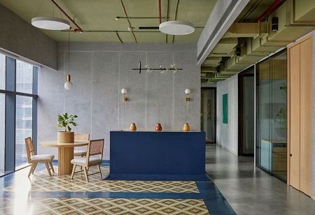 Polka House's vision for a 5500 Sq Ft 'Cerulean Office' space in Mumbai